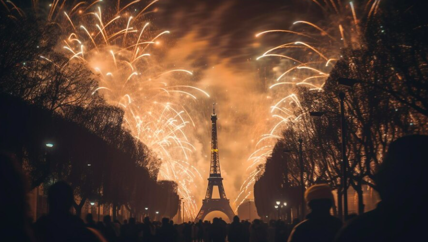 Celebrar año nuevo en París, Francia